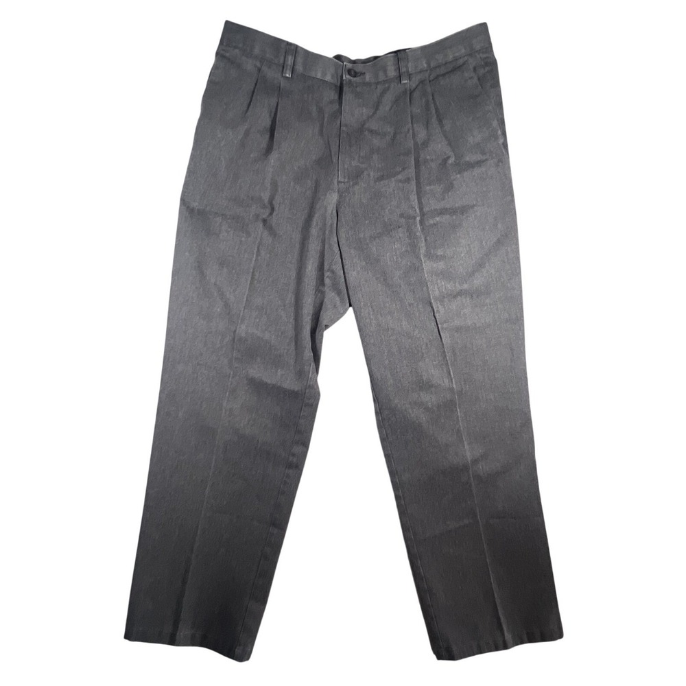 Dockers Men's W38 L32 Classic Fit Pleated Dress Pants Gray Cotton Blend